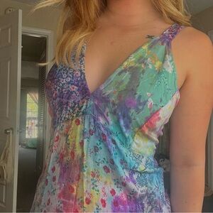 Tie Dye Floral Maxi Dress 🍓